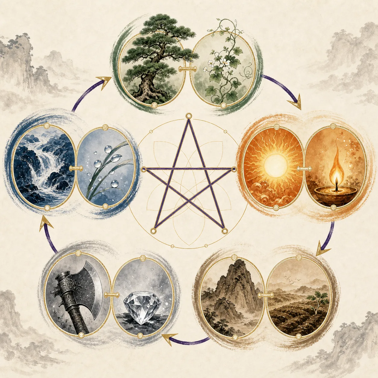 Ten Heavenly Stems (天干) — Five Elements Yang-Yin Pairs Diagram