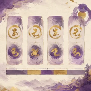 BaZi chart showing the four pillars with Da Yun luck pillar timeline