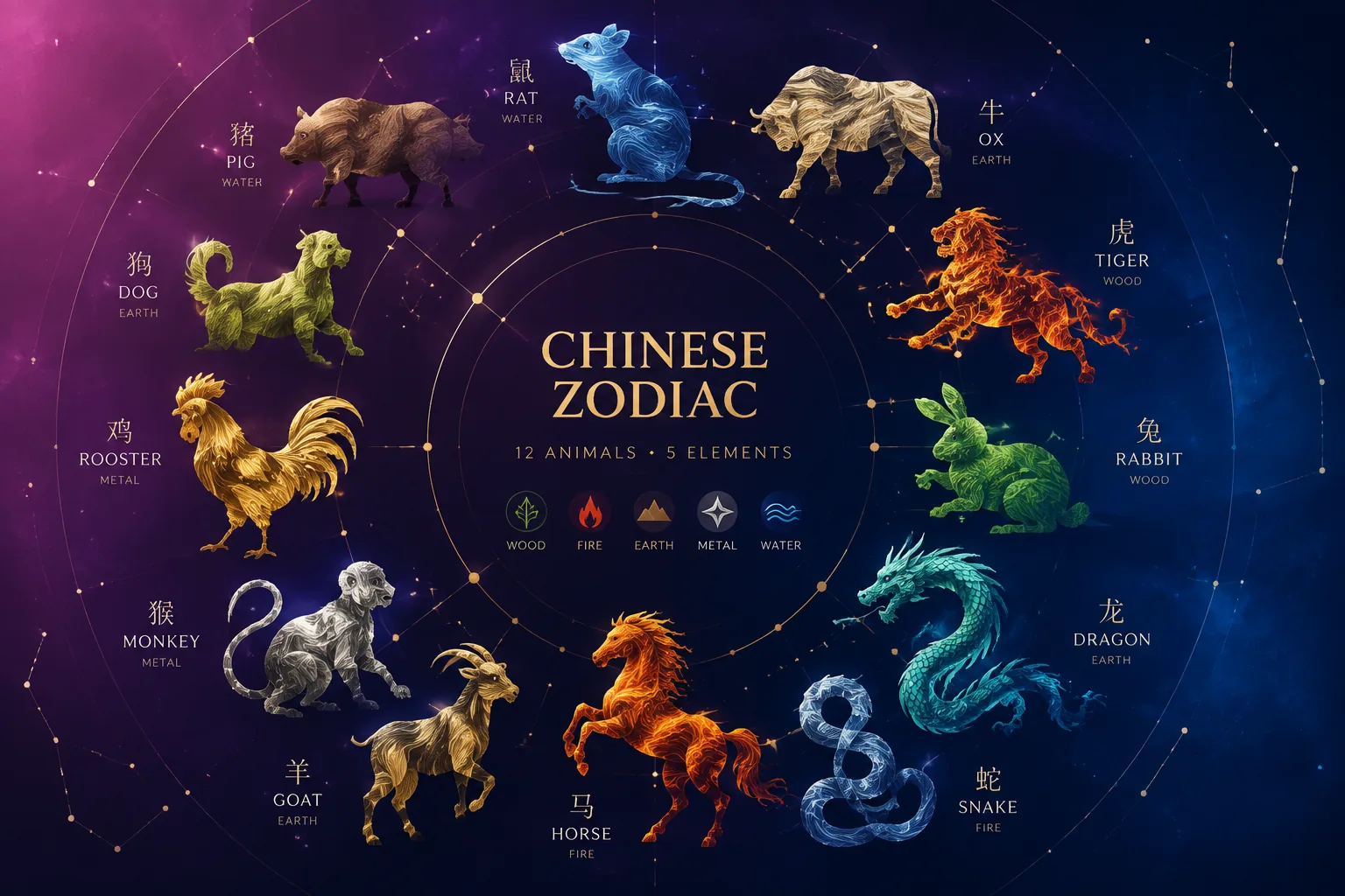 Chinese zodiac personality traits overview — all 12 animal signs with their characteristic strengths and qualities