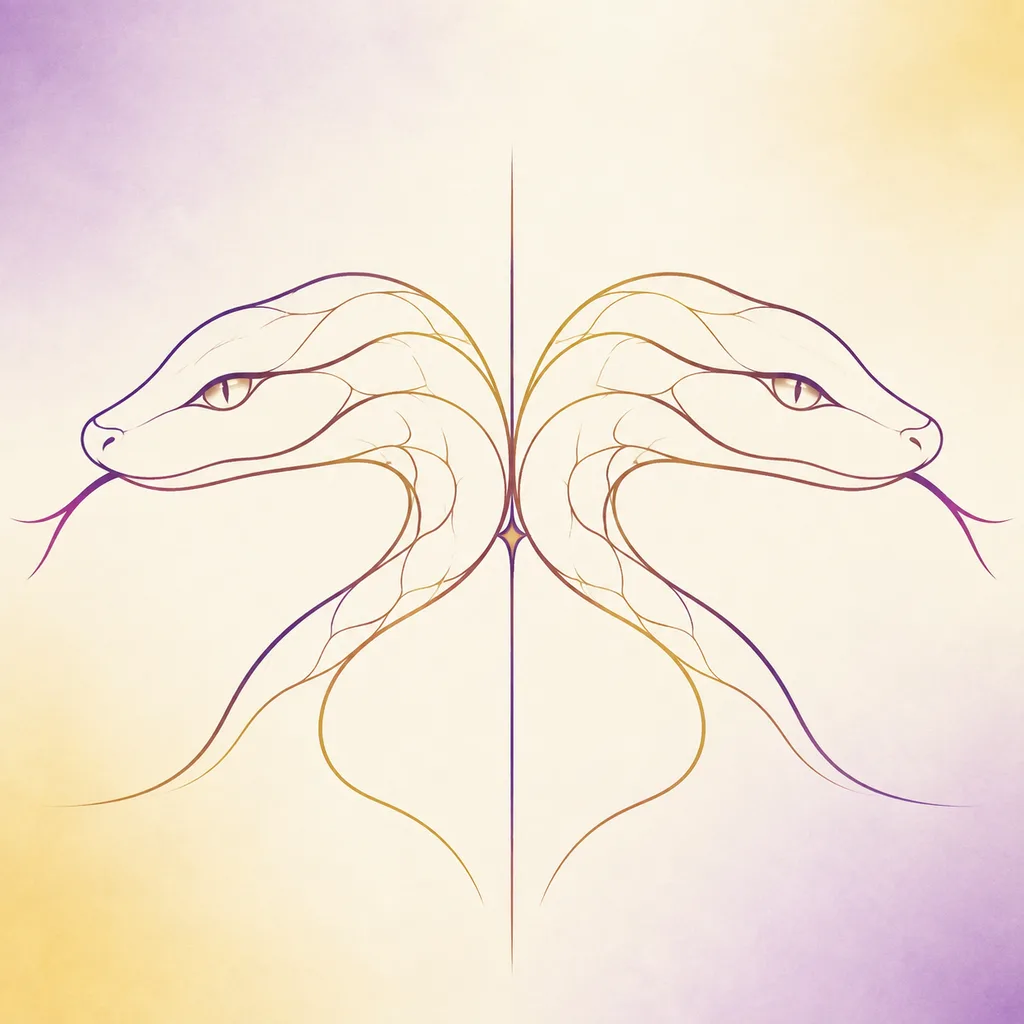 Snake and Snake zodiac pairing concept illustration - Same Sign - minimalist line art