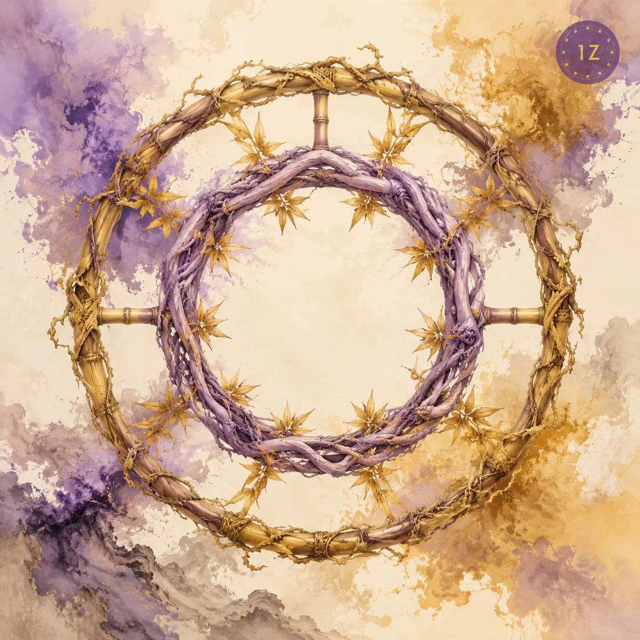 Sexagenary cycle rings of ten heavenly stems and twelve earthly branches woven from bamboo