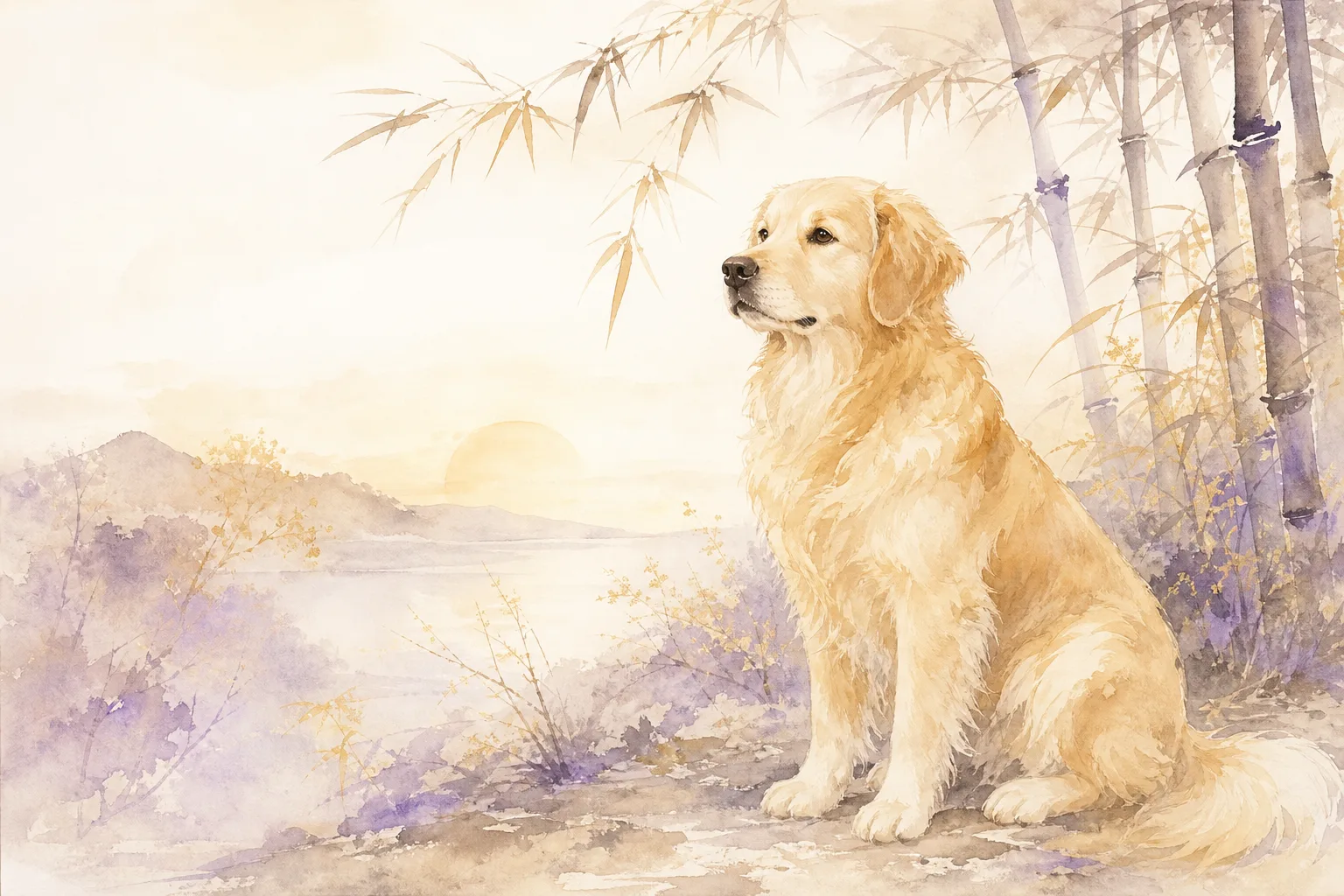 Year of the Dog - Chinese Zodiac watercolor illustration
