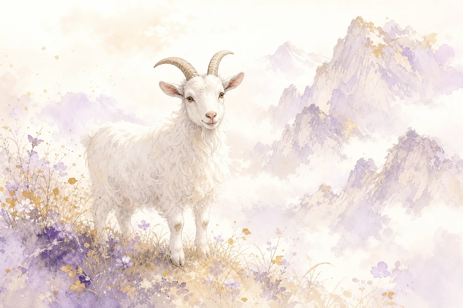 Year of the Goat - Chinese Zodiac watercolor illustration