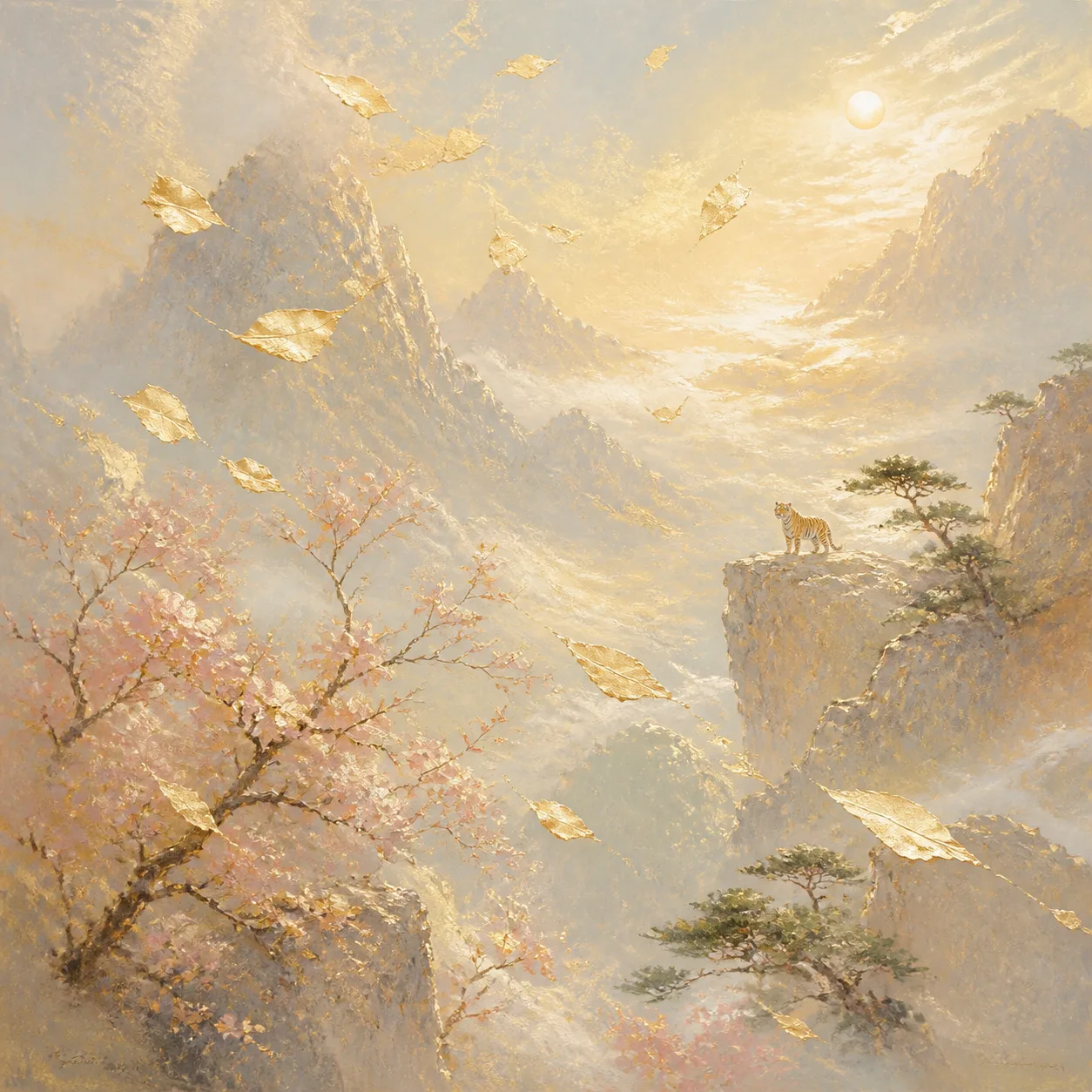Gold-Leaf-Metal Tiger concept illustration - 壬寅 (Ren-Yin) BaZi combination