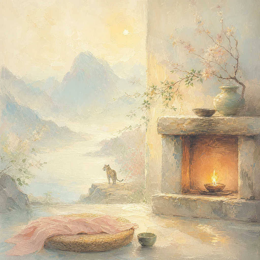 Hearth Fire Tiger concept illustration - 丙寅 (Bing-Yin) BaZi combination