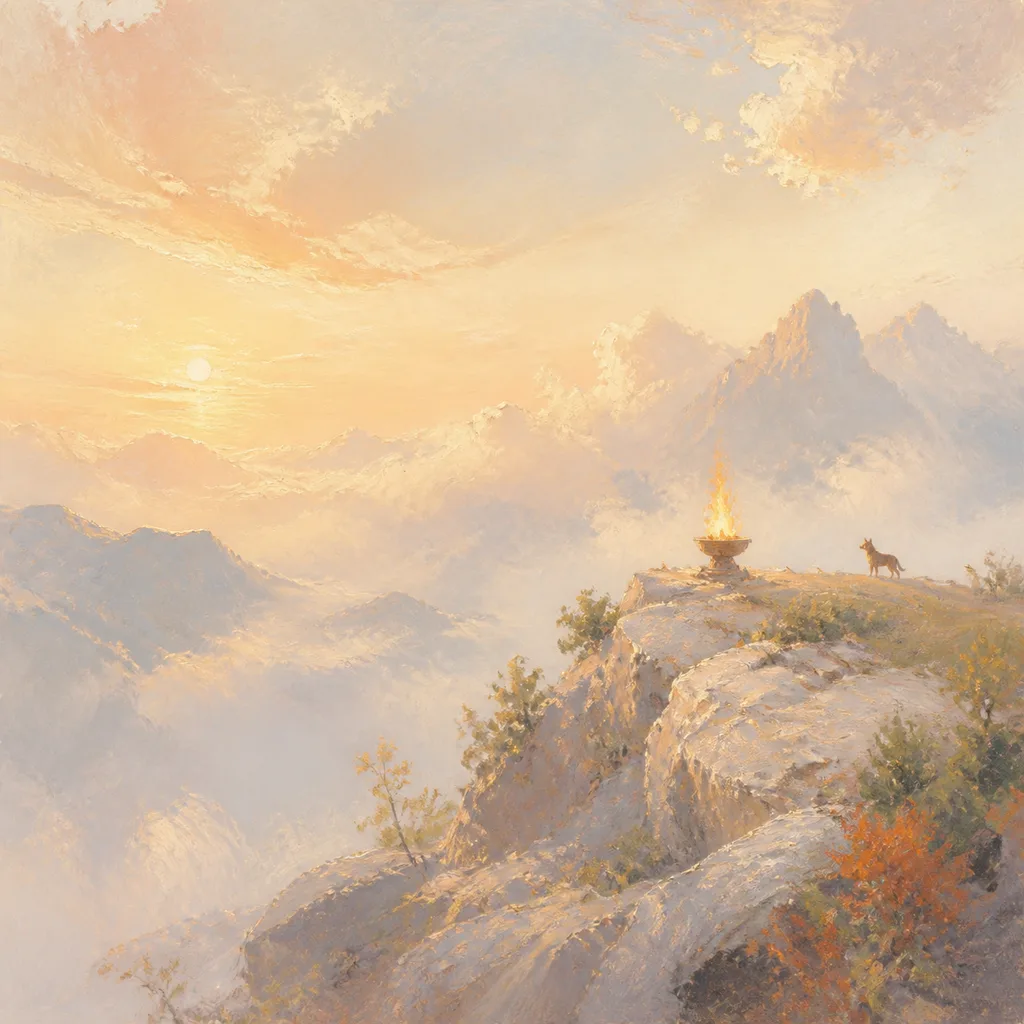 Mountain-Fire Dog concept illustration - 甲戌 (Jia-Xu) BaZi combination