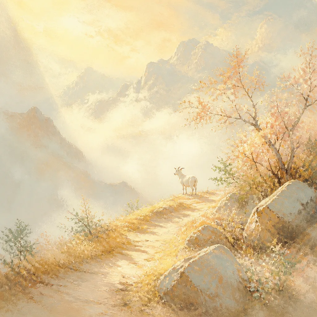 Roadside-Earth Goat concept illustration - 辛未 (Xin-Wei) BaZi combination