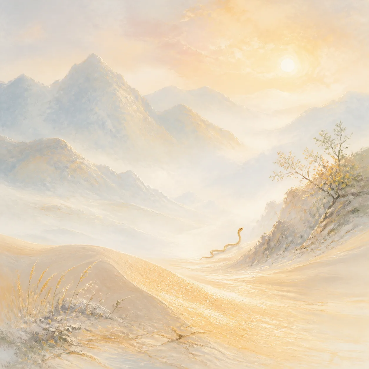 Sand-Earth Snake concept illustration - 丁巳 (Ding-Si) BaZi combination
