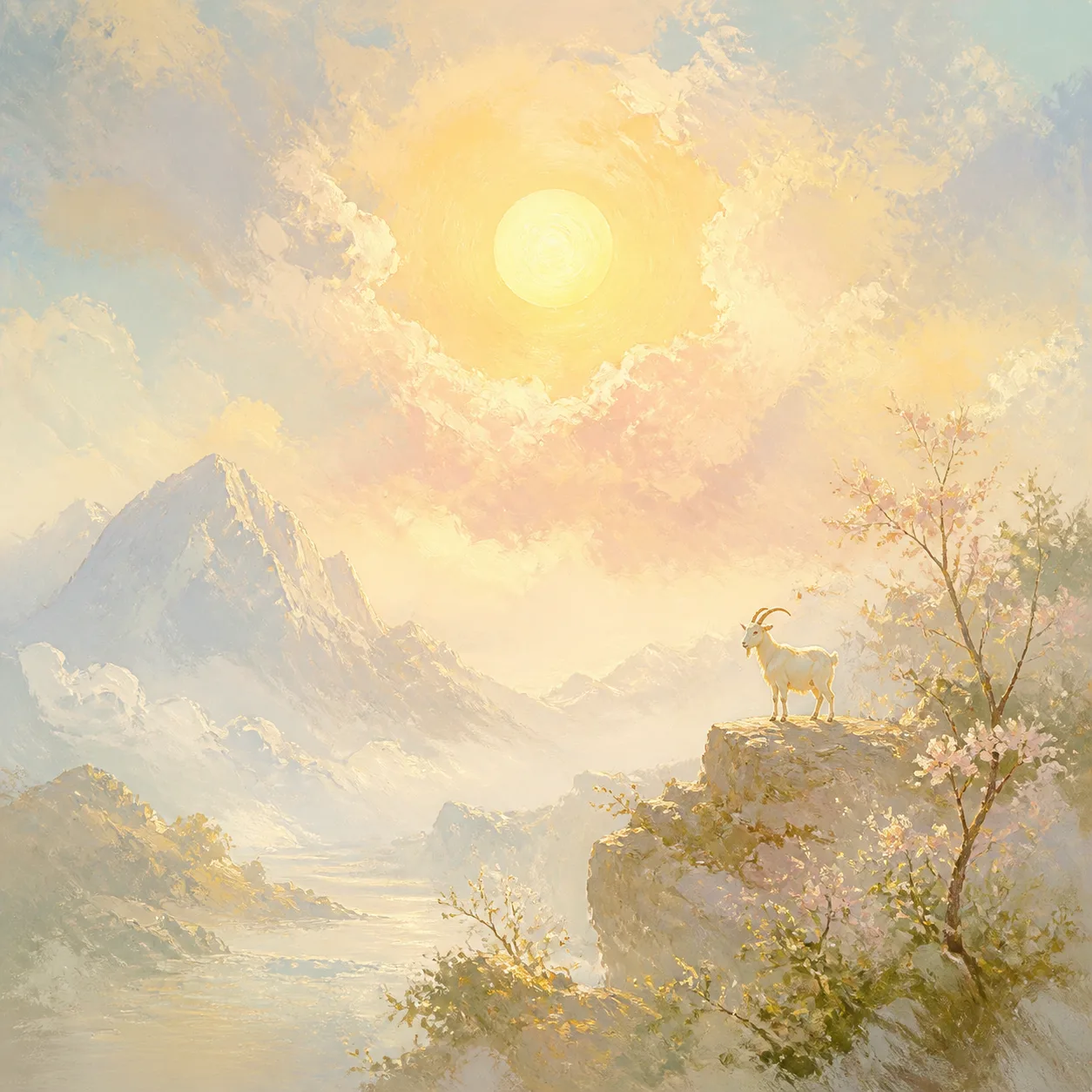 Sky-Fire Goat concept illustration - 己未 (Ji-Wei) BaZi combination
