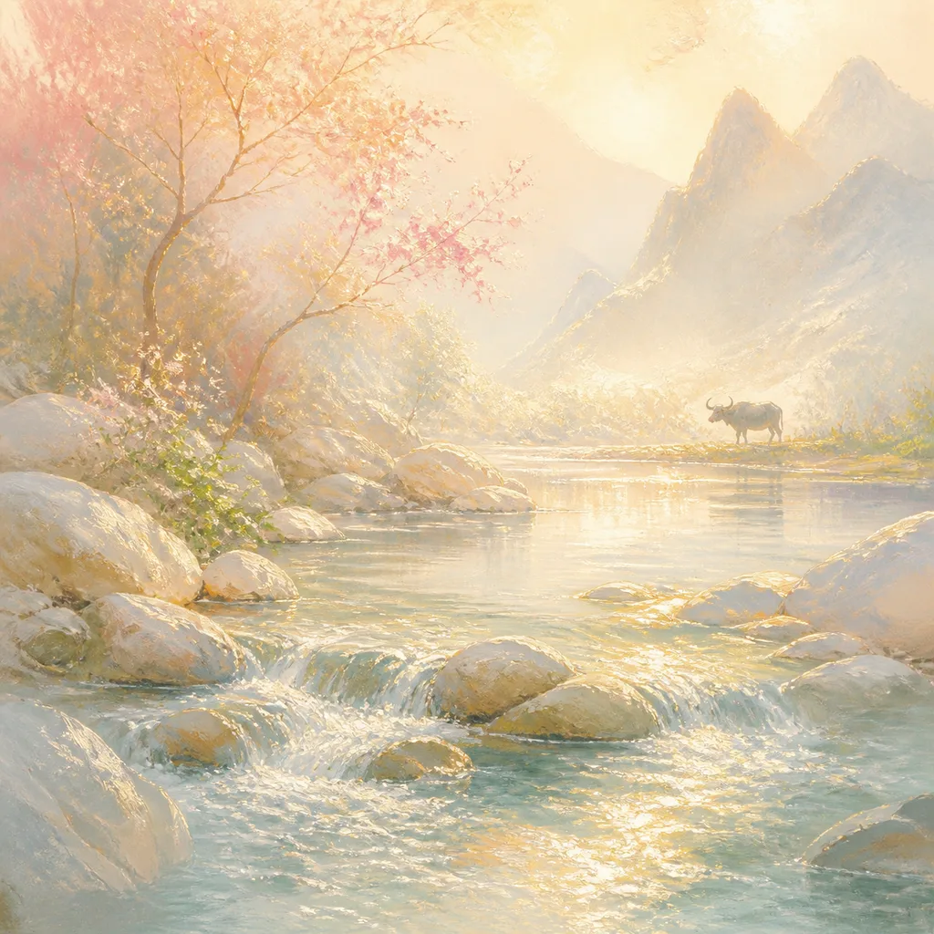 Stream-Water Ox concept illustration - 丁丑 (Ding-Chou) BaZi combination