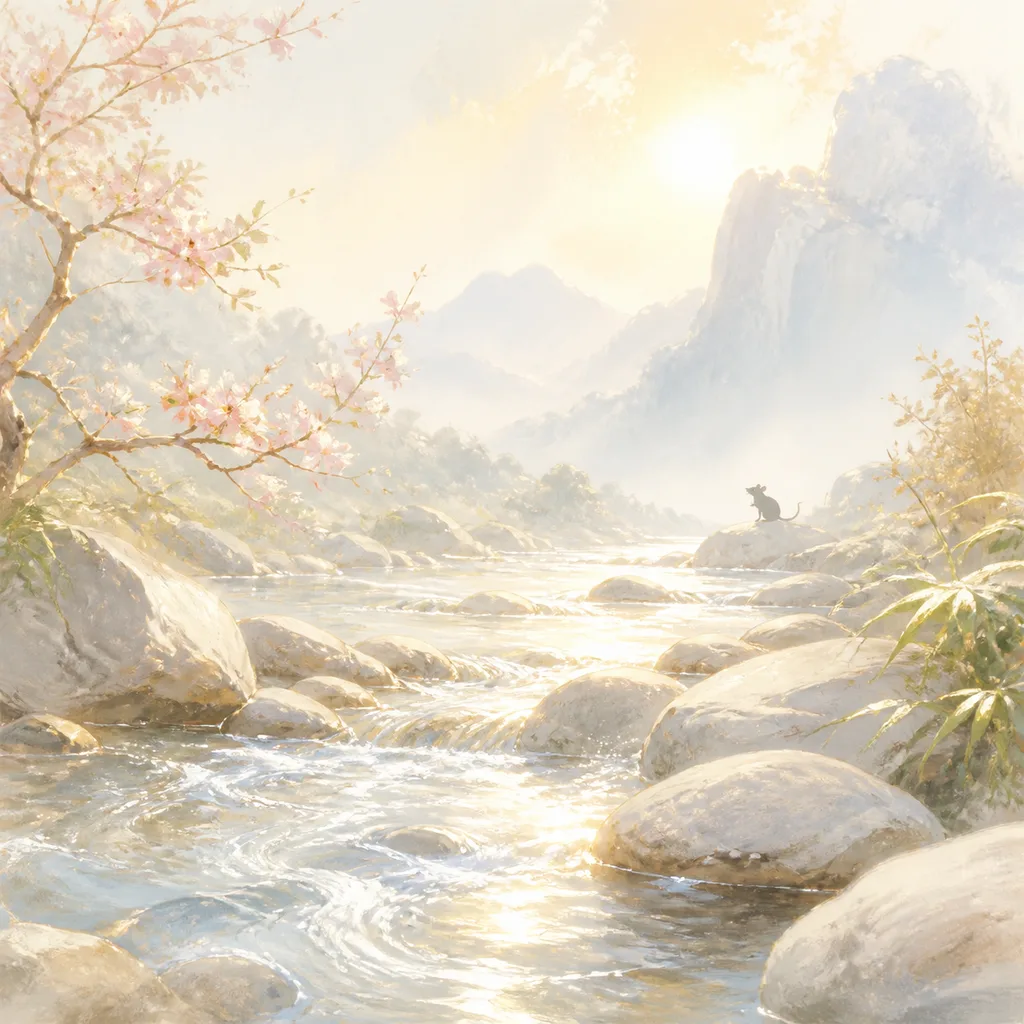 Stream-Water Rat concept illustration - 丙子 (Bing-Zi) BaZi combination