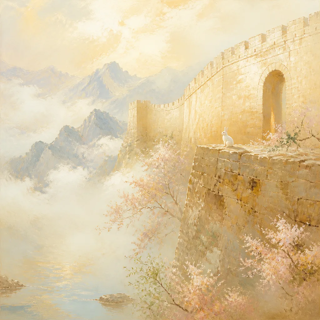 Wall Earth Rabbit concept illustration - 己卯 (Ji-Mao) BaZi combination