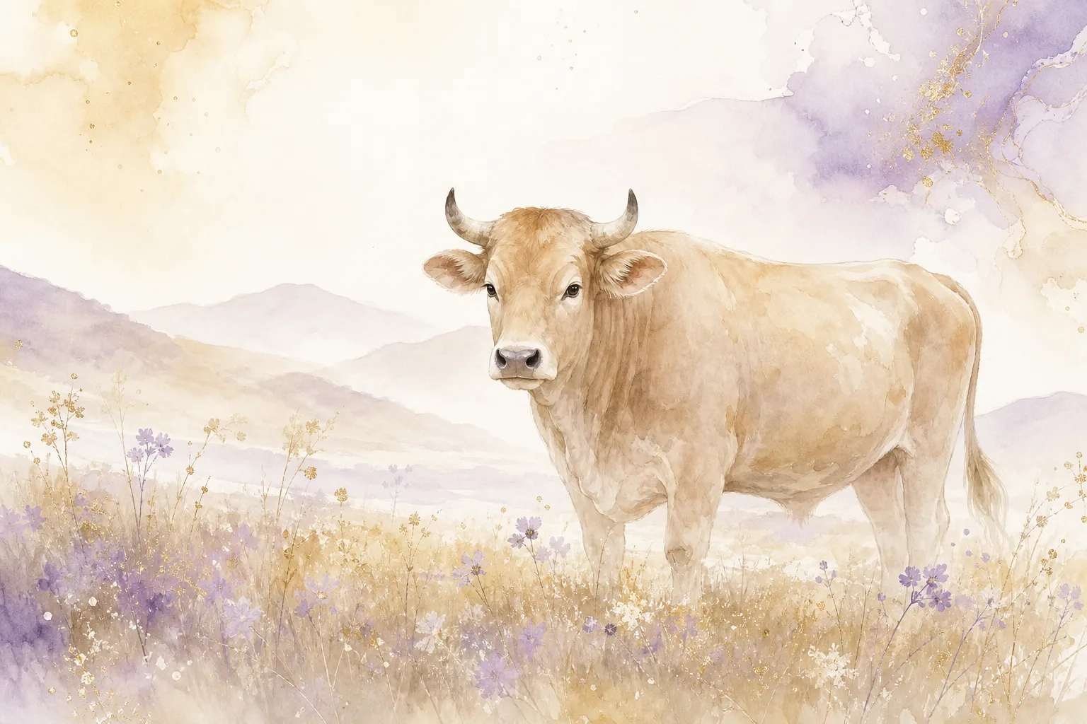 Year of the Ox - Chinese Zodiac watercolor illustration