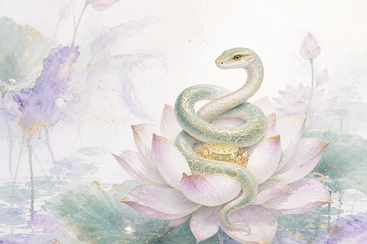 Year of the Snake - Chinese Zodiac watercolor illustration