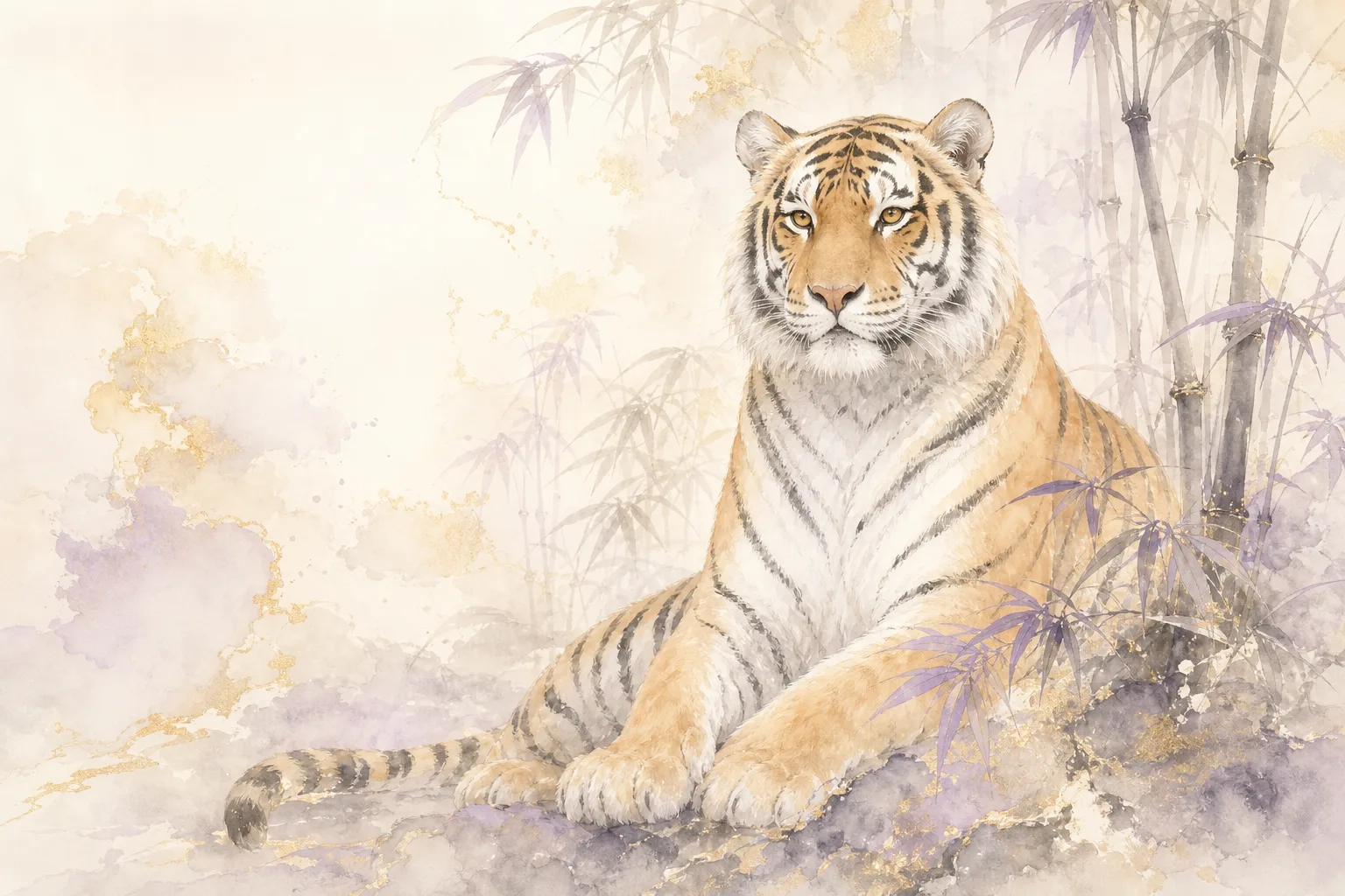 Year of the Tiger - Chinese Zodiac watercolor illustration