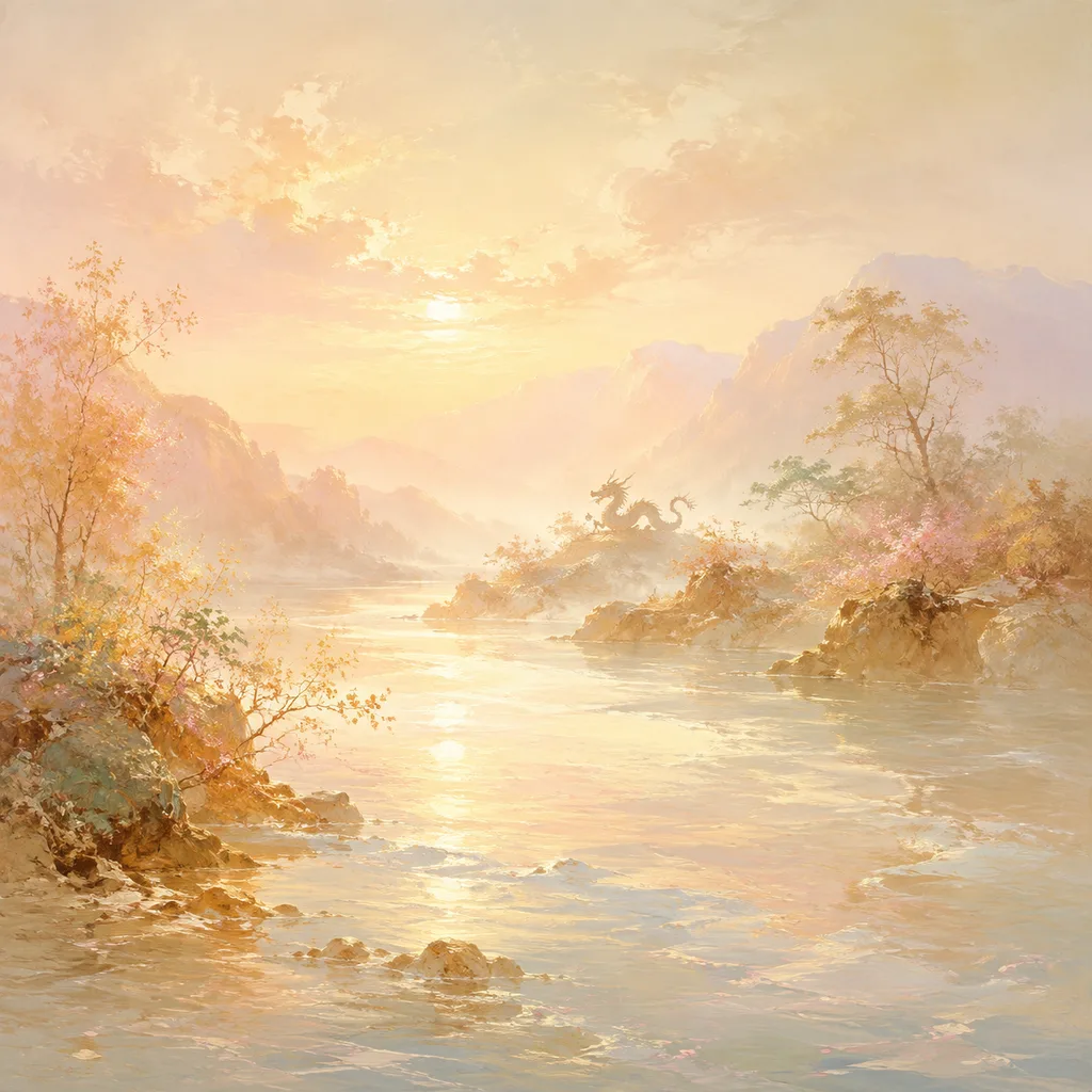 Year of the Dragon 1952 - 壬辰 River Water - Chinese Zodiac Concept Illustration