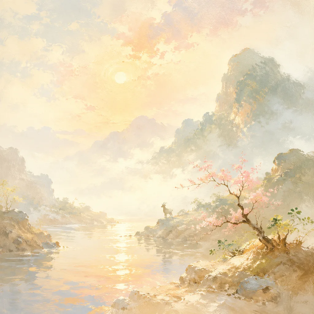 Year of the Goat 1967 - 丁未 Heavenly Water - Chinese Zodiac Concept Illustration