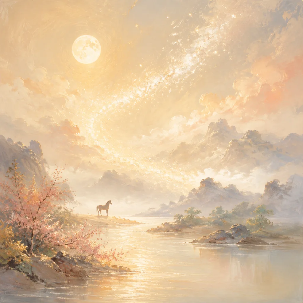 Year of the Horse 1966 - 丙午 Heavenly Water - Chinese Zodiac Concept Illustration
