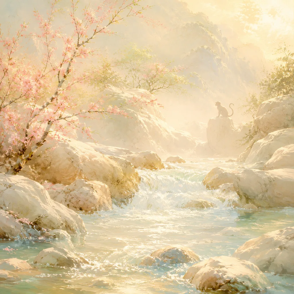 Year of the Monkey 2004 - 甲申 Spring Water - Chinese Zodiac Concept Illustration