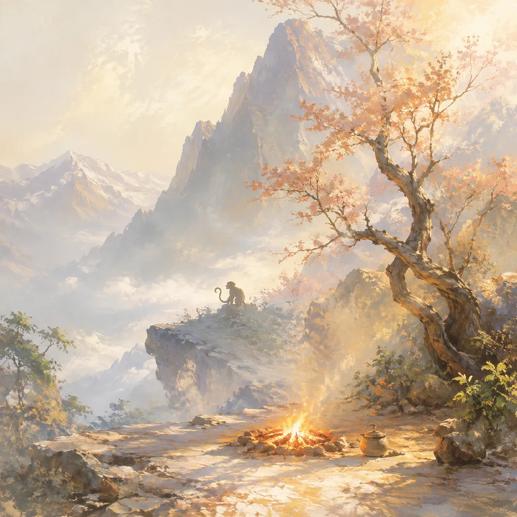 Year of the Monkey 2016 - 丙申 Mountain-Base Fire - Chinese Zodiac Concept Illustration