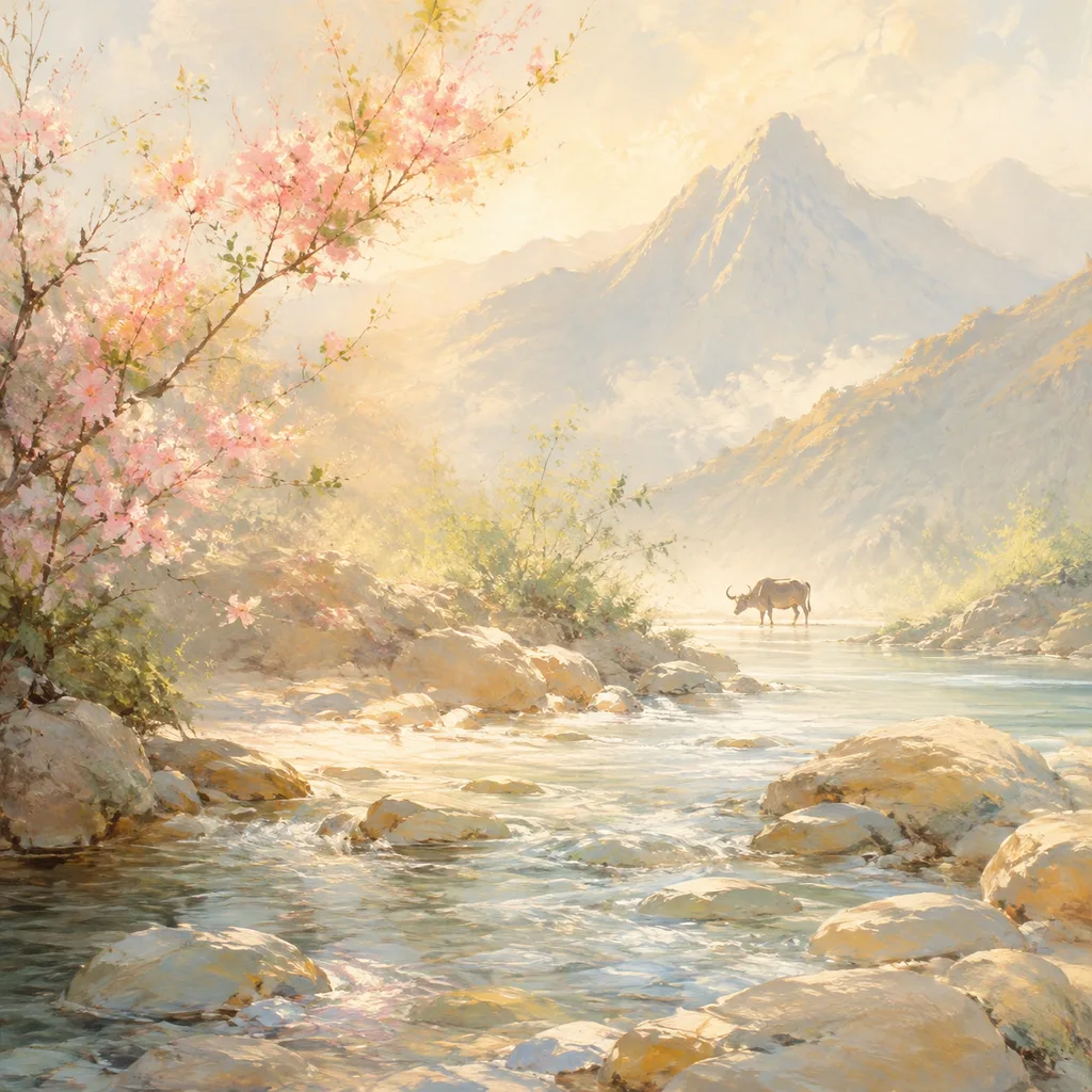 Year of the Ox 1937 - 丁丑 Stream Water - Chinese Zodiac Concept Illustration