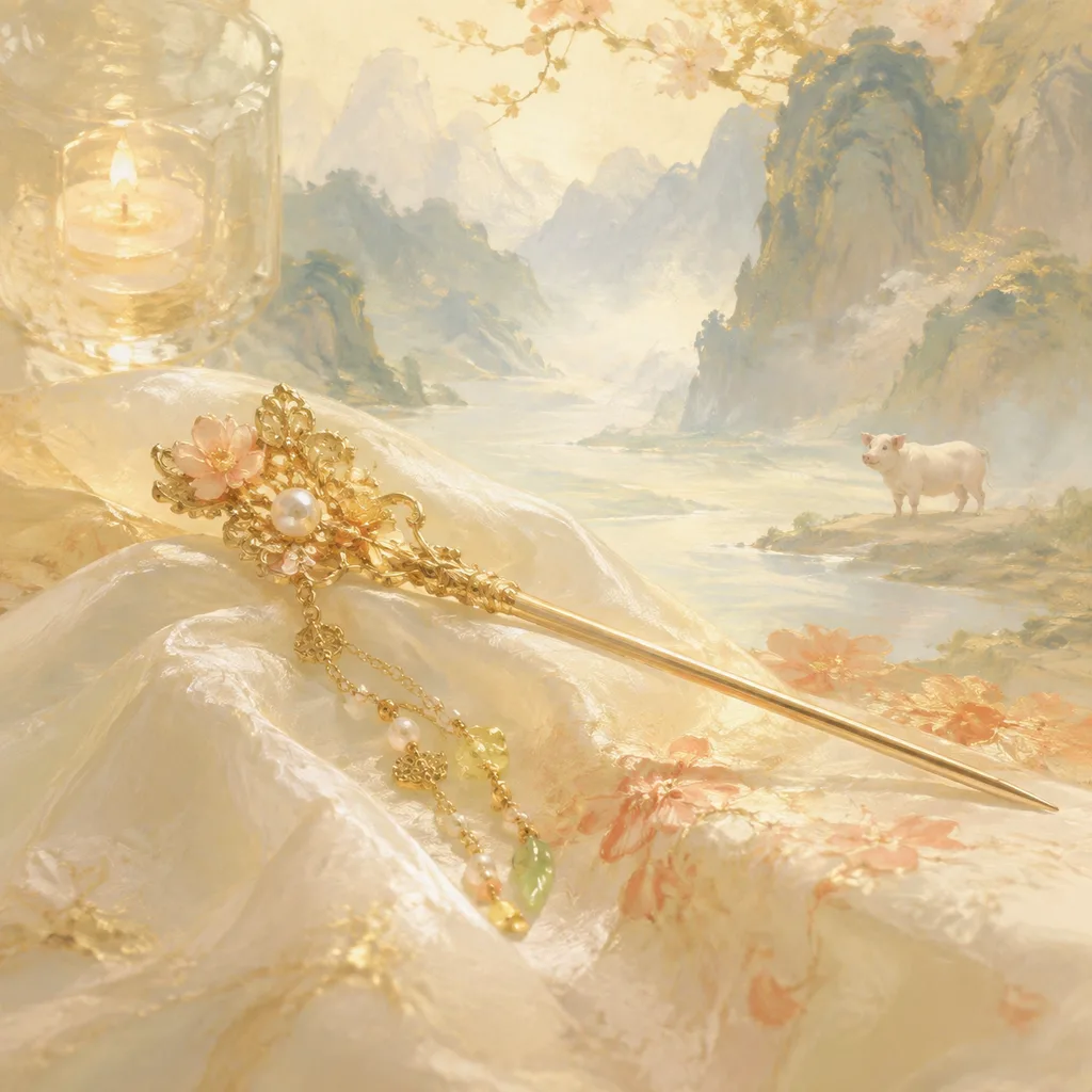 Year of the Pig 2031 - 辛亥 Hairpin Metal - Chinese Zodiac Concept Illustration
