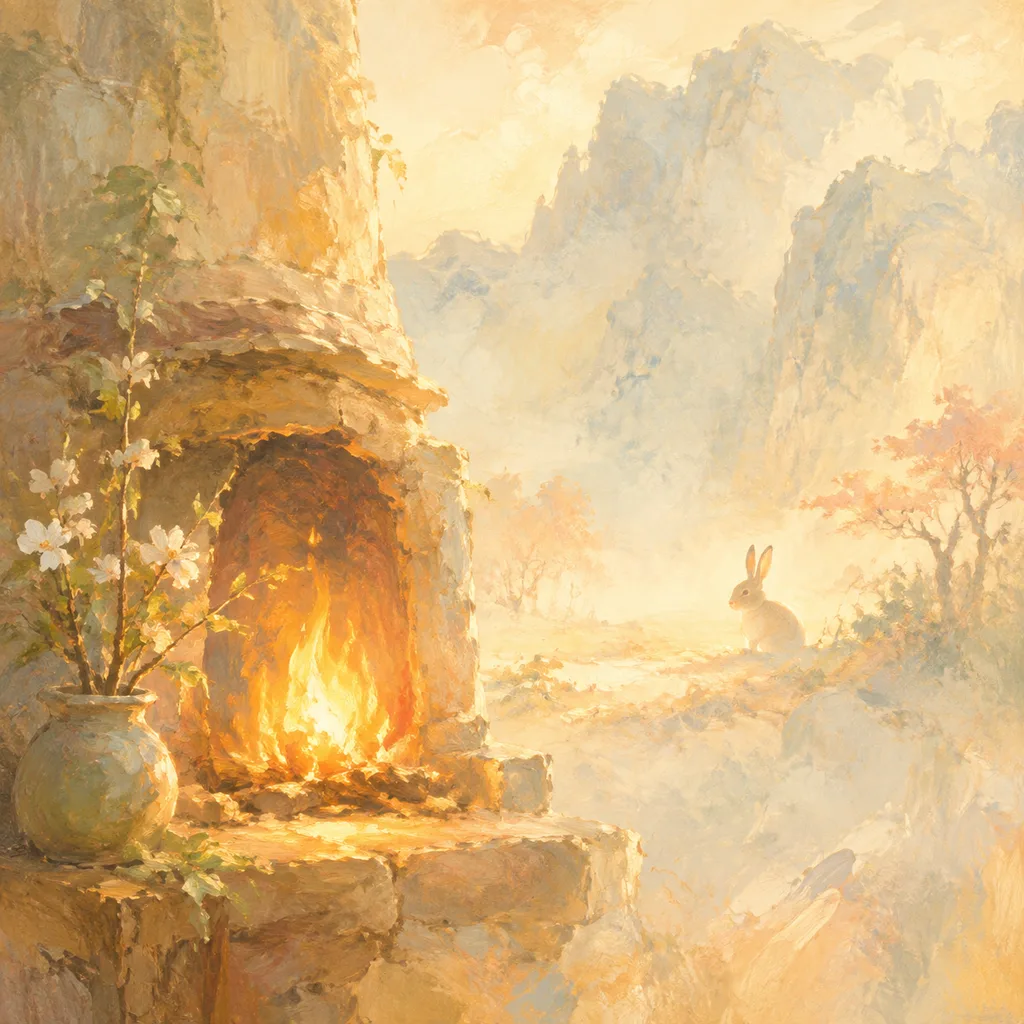 Year of the Rabbit 1927 - 丁卯 Hearth Fire - Chinese Zodiac Concept Illustration