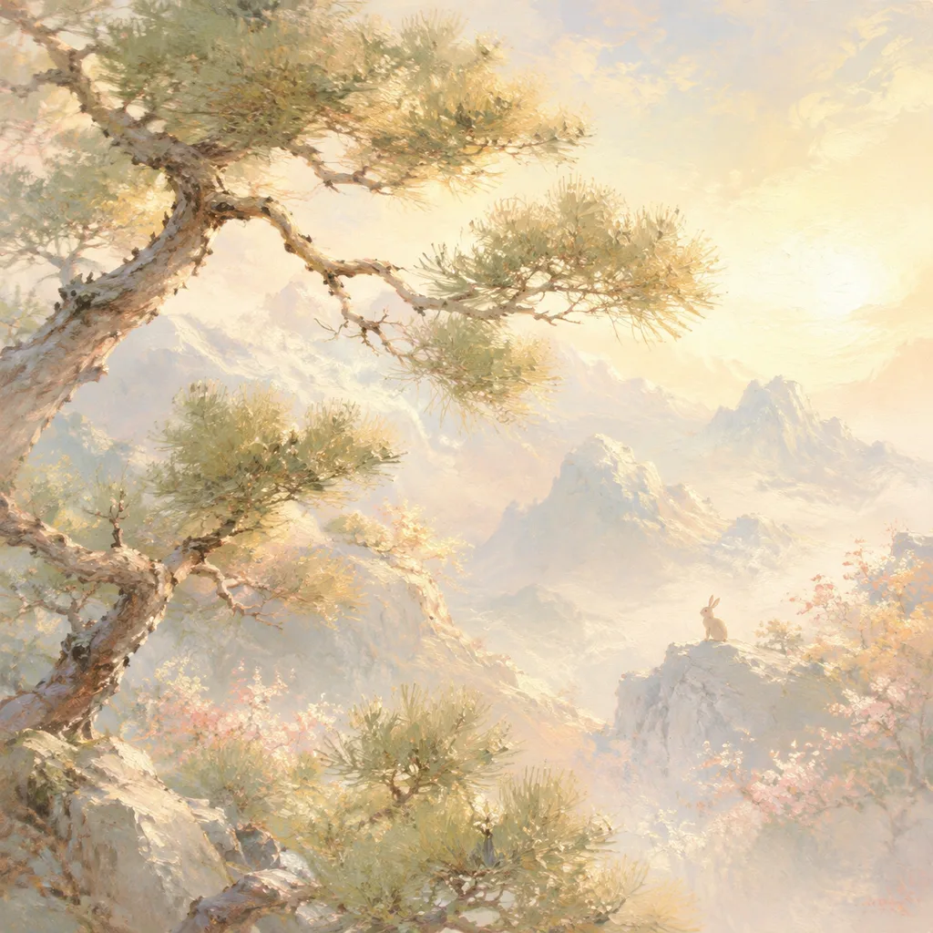 Year of the Rabbit 2011 - 辛卯 Pine Wood - Chinese Zodiac Concept Illustration