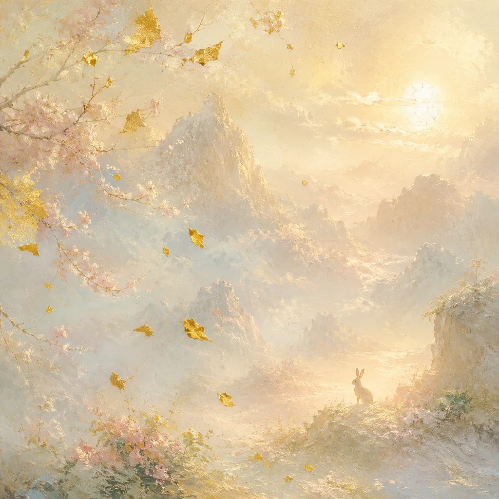 Year of the Rabbit 2023 - 癸卯 Gold-Leaf Metal - Chinese Zodiac Concept Illustration