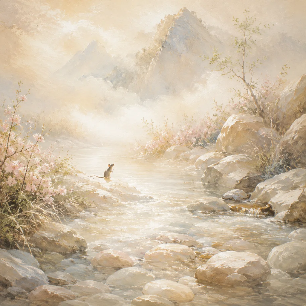 Year of the Rat 1936 - 丙子 Stream Water - Chinese Zodiac Concept Illustration