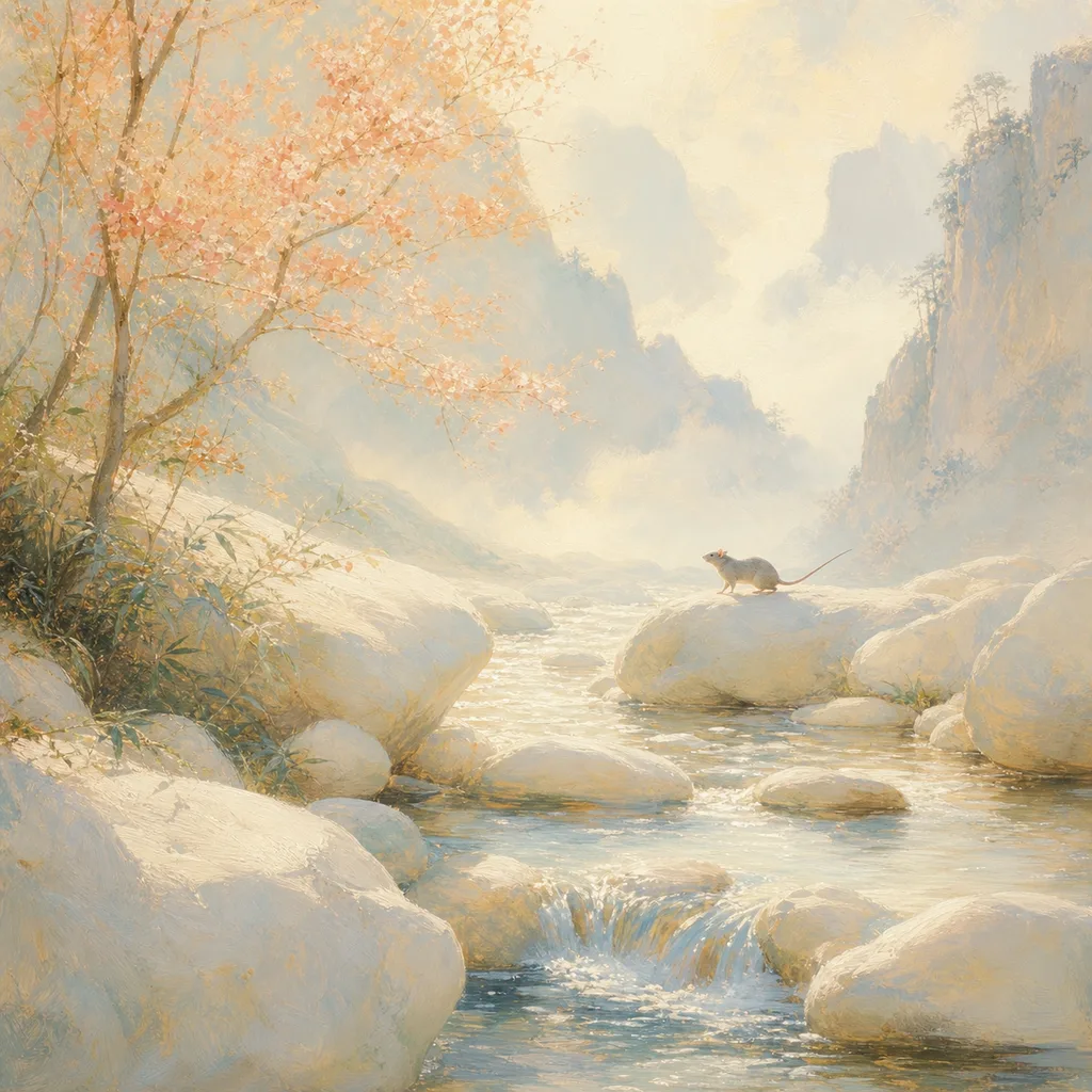 Year of the Rat 1996 - 丙子 Stream Water - Chinese Zodiac Concept Illustration
