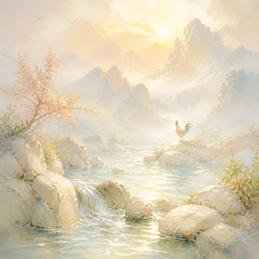 Year of the Rooster 1945 - 乙酉 Spring Water - Chinese Zodiac Concept Illustration