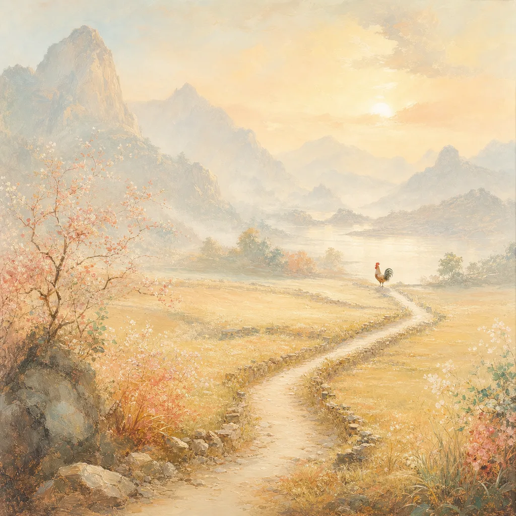 Year of the Rooster 1969 - 己酉 Highway Earth - Chinese Zodiac Concept Illustration