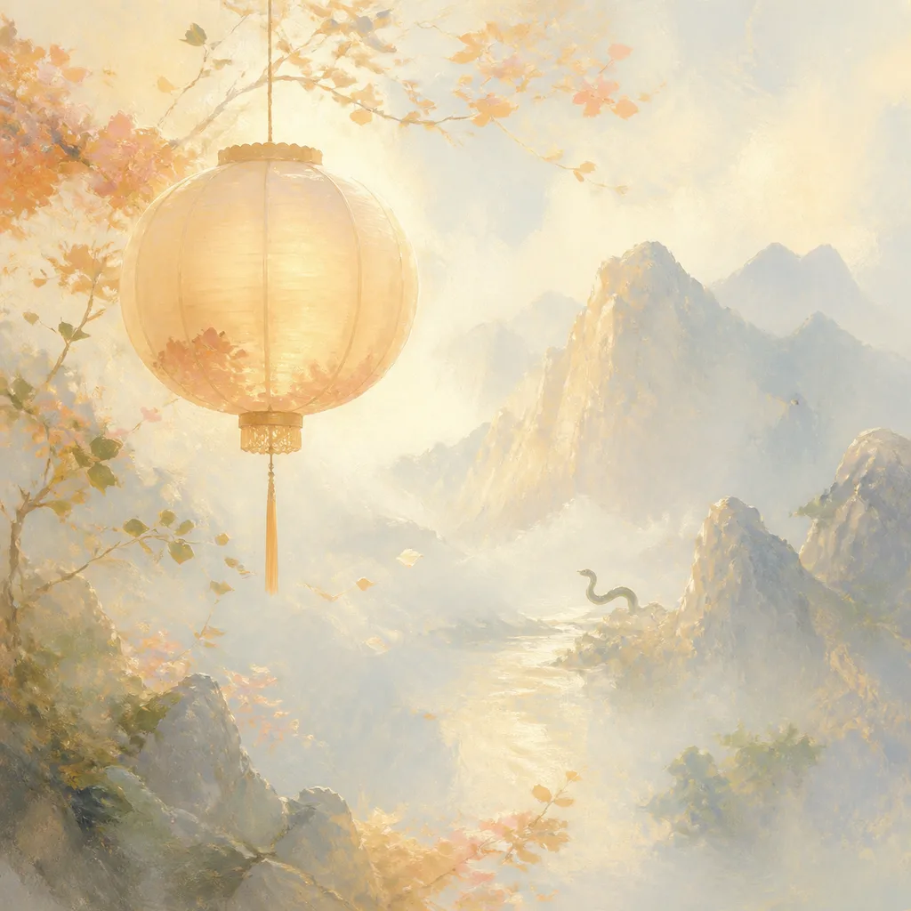 Year of the Snake 1965 - 乙巳 Lamp Fire - Chinese Zodiac Concept Illustration