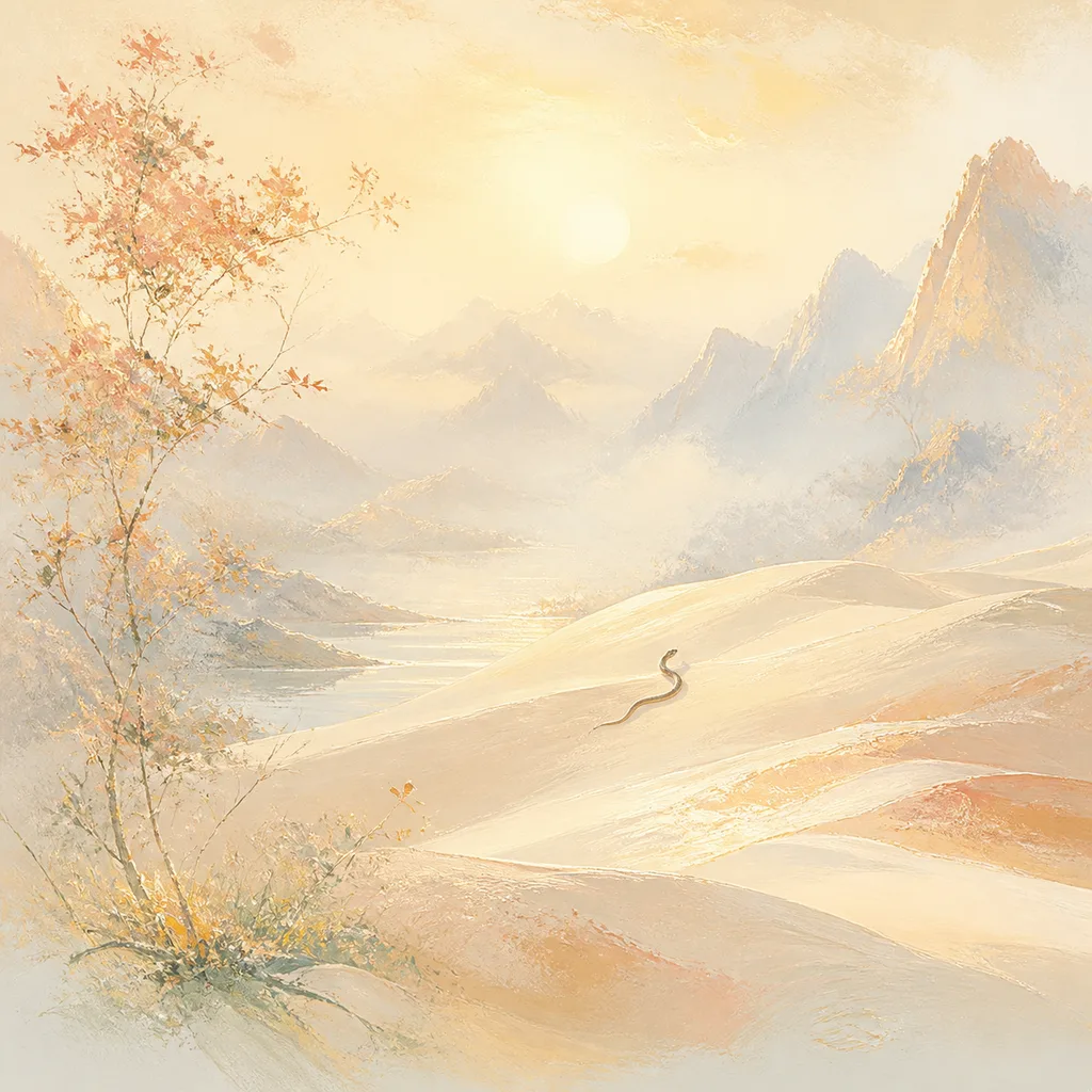 Year of the Snake 1977 - 丁巳 Sand Earth - Chinese Zodiac Concept Illustration