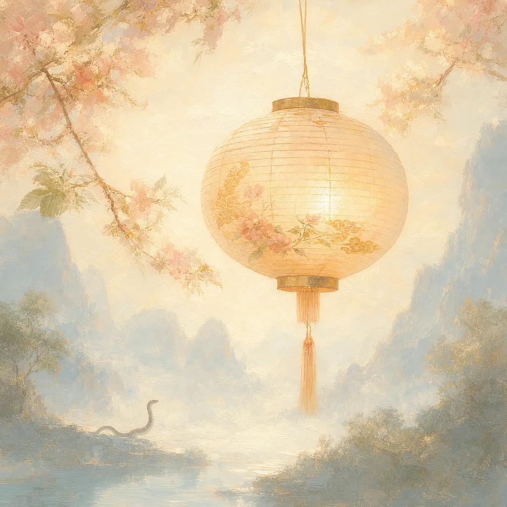 Year of the Snake 2025 - 乙巳 Lamp Fire - Chinese Zodiac Concept Illustration