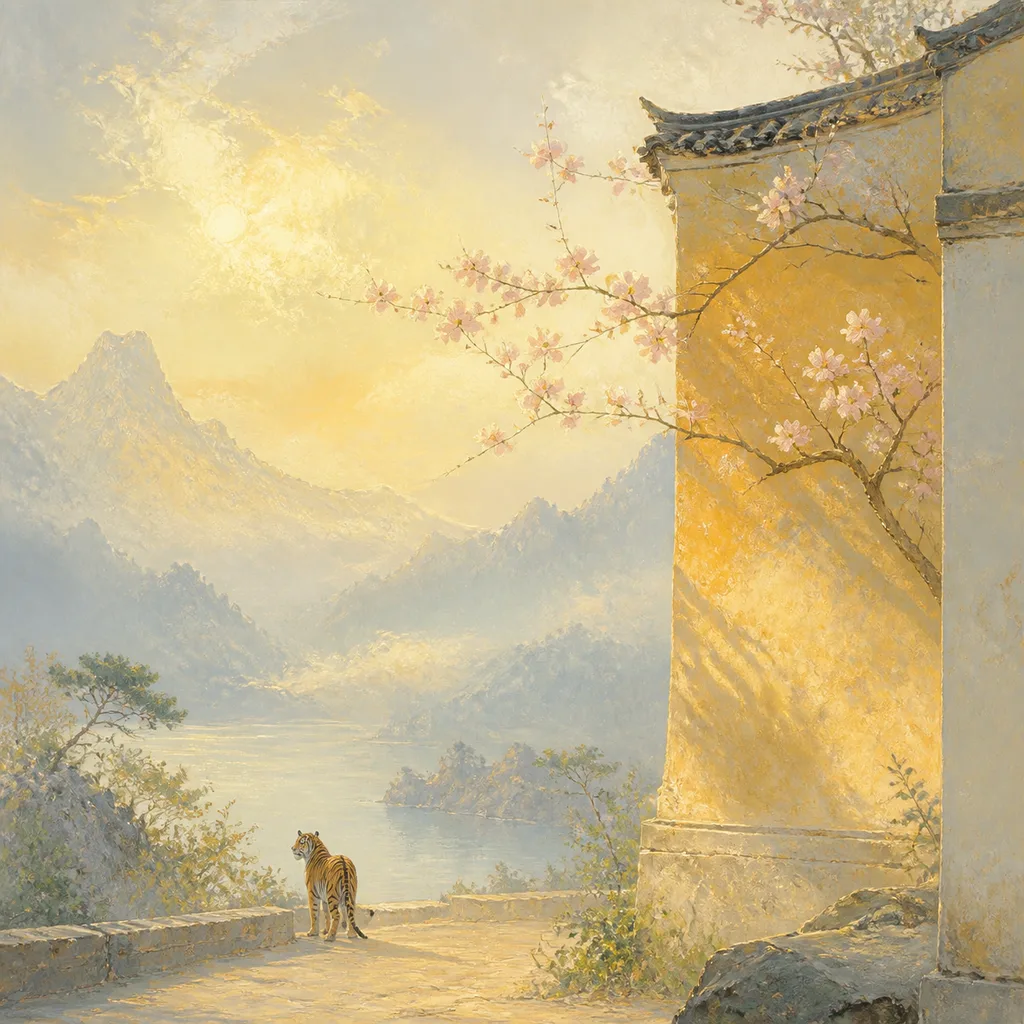 Year of the Tiger 1938 - 戊寅 Wall Earth - Chinese Zodiac Concept Illustration