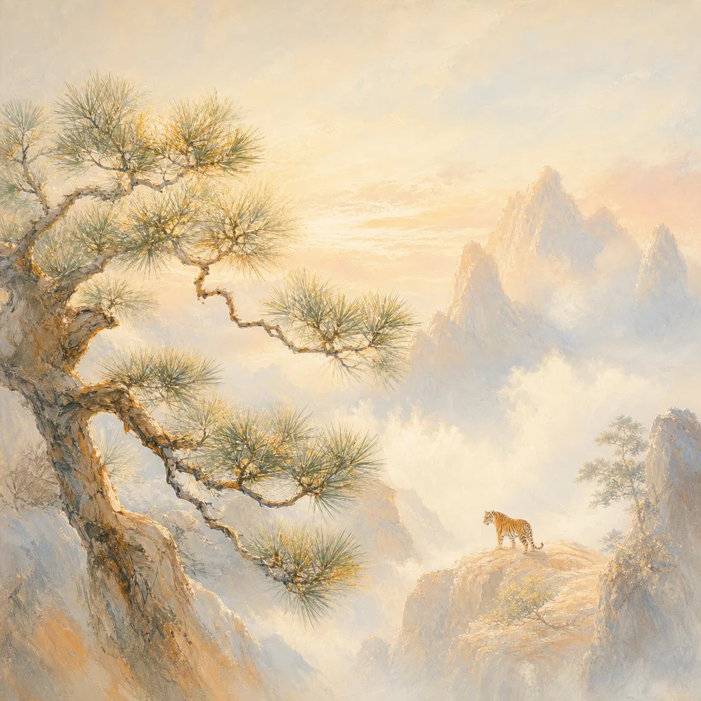 Year of the Tiger 1950 - 庚寅 Pine Wood - Chinese Zodiac Concept Illustration