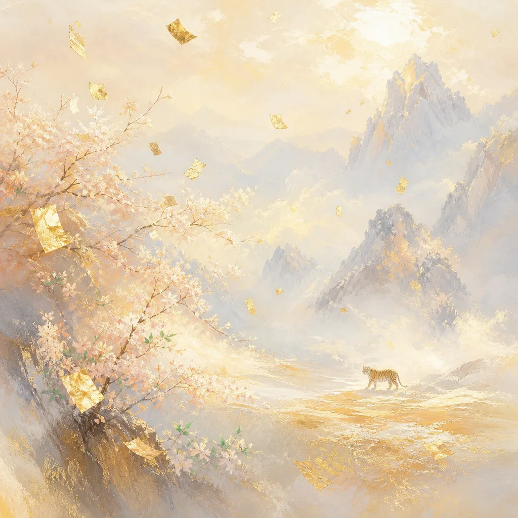 Year of the Tiger 1962 - 壬寅 Gold-Leaf Metal - Chinese Zodiac Concept Illustration