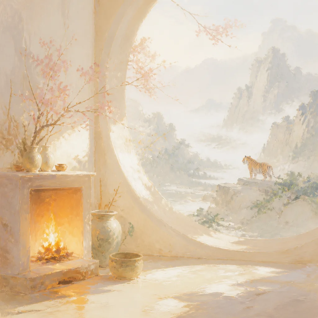 Year of the Tiger 1986 - 丙寅 Hearth Fire - Chinese Zodiac Concept Illustration