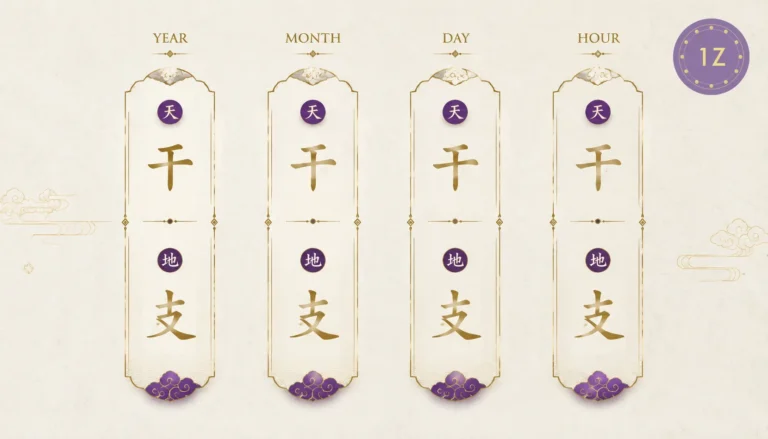BaZi four pillars year month day hour diagram