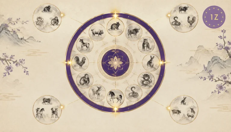 Zodiac wheel with four peach blossom star positions marked