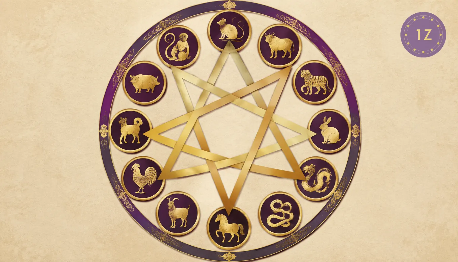 Four trine triangles connecting Chinese zodiac medallions