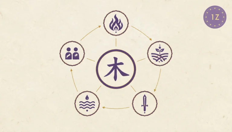 Ten Gods five family radial map with wood center