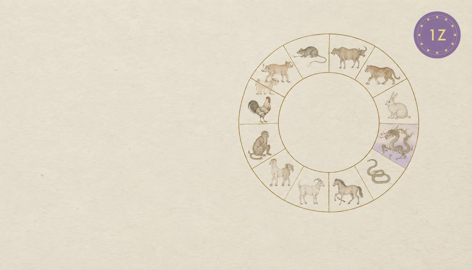 Gold clock ring showing the 12 BaZi hour windows from Zi at 23:00-01:00 to Hai at 21:00-23:00 with branch animals in line art