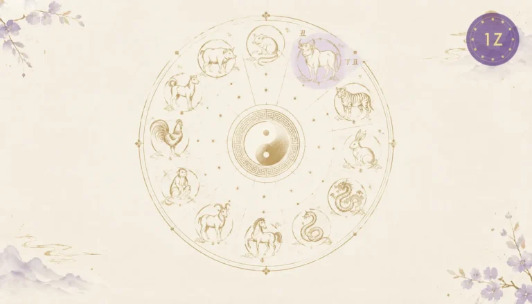 Zodiac double-hour wheel with the Ox branch highlighted at the Chou position