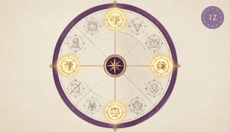 Chinese zodiac wheel with four cardinal seats highlighted